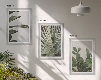 Composição de quadros moderna Folhas de plantas tropicais em tons pastel