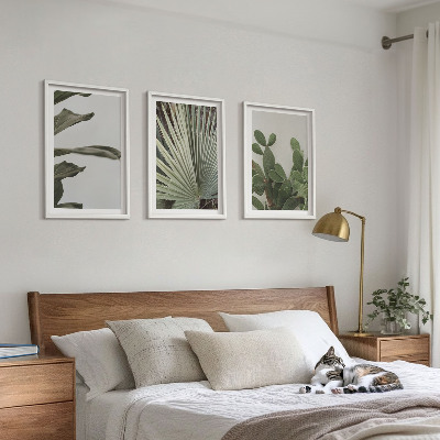 Composição de quadros moderna Folhas de plantas tropicais em tons pastel