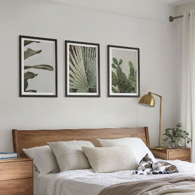 Composição de quadros moderna Folhas de plantas tropicais em tons pastel