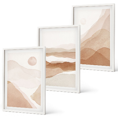 Conjunto de quadros para sala de estar Paisagens abstratas em tons de marrom