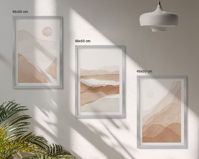 Conjunto de quadros para sala de estar Paisagens abstratas em tons de marrom