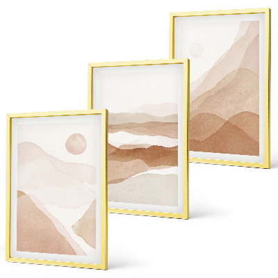 Conjunto de quadros para sala de estar Paisagens abstratas em tons de marrom