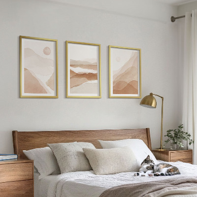 Conjunto de quadros para sala de estar Paisagens abstratas em tons de marrom