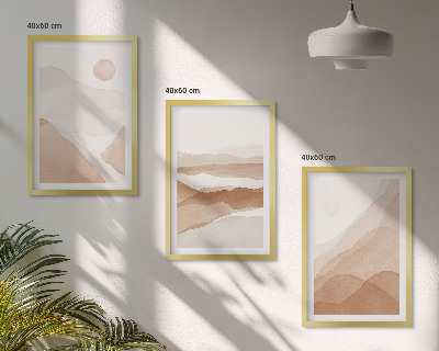 Conjunto de quadros para sala de estar Paisagens abstratas em tons de marrom