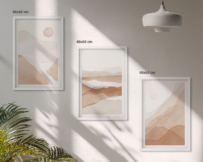 Conjunto de quadros para sala de estar Paisagens abstratas em tons de marrom