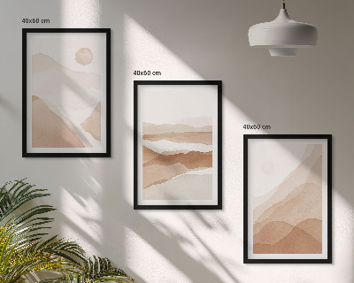 Conjunto de quadros para sala de estar Paisagens abstratas em tons de marrom