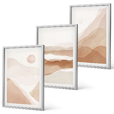 Conjunto de quadros para sala de estar Paisagens abstratas em tons de marrom