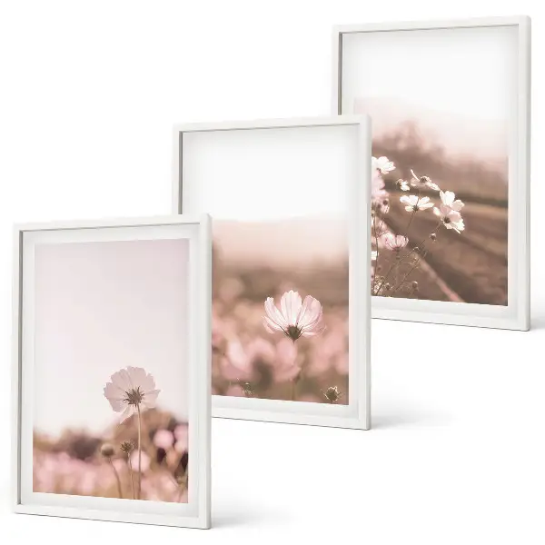Composição de quadros moderna prados de flores silvestres com paisagens de verão