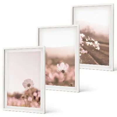 Composição de quadros moderna prados de flores silvestres com paisagens de verão