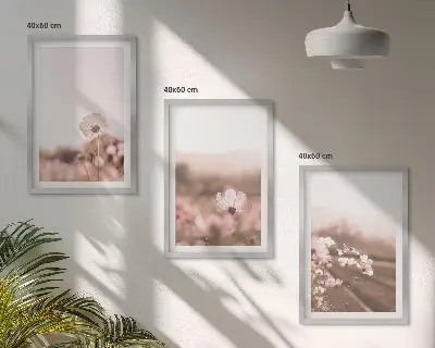 Composição de quadros moderna prados de flores silvestres com paisagens de verão