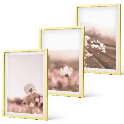 Composição de quadros moderna prados de flores silvestres com paisagens de verão