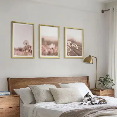 Composição de quadros moderna prados de flores silvestres com paisagens de verão