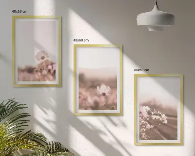 Composição de quadros moderna prados de flores silvestres com paisagens de verão