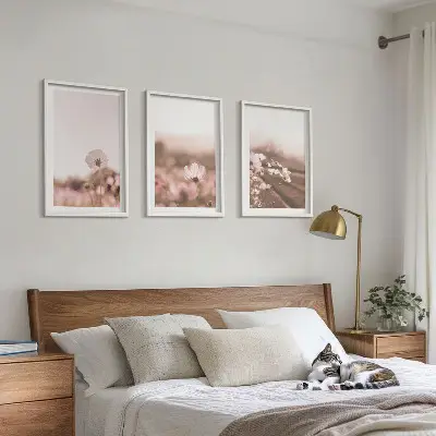 Composição de quadros moderna prados de flores silvestres com paisagens de verão