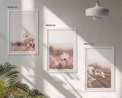 Composição de quadros moderna prados de flores silvestres com paisagens de verão