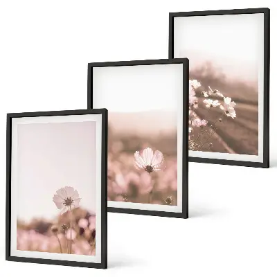 Composição de quadros moderna prados de flores silvestres com paisagens de verão
