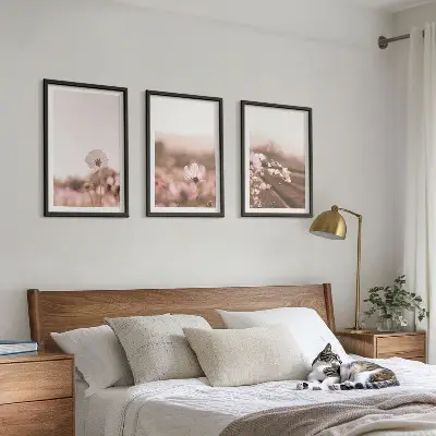 Composição de quadros moderna prados de flores silvestres com paisagens de verão
