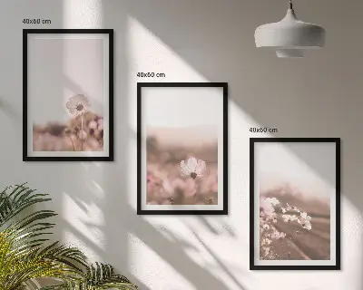 Composição de quadros moderna prados de flores silvestres com paisagens de verão
