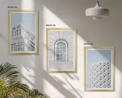 Conjunto de quadros para sala de estar estampa geometria da arquitetura moderna