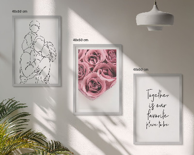 Composição de quadros moderna Buquês de rosas em estilo de desenho linear para a família