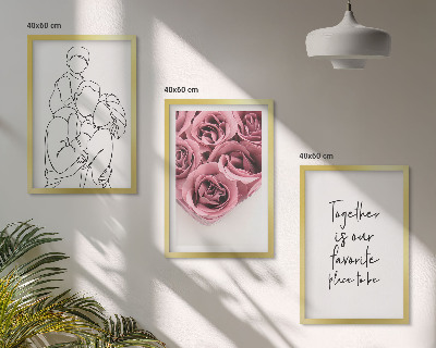 Composição de quadros moderna Buquês de rosas em estilo de desenho linear para a família
