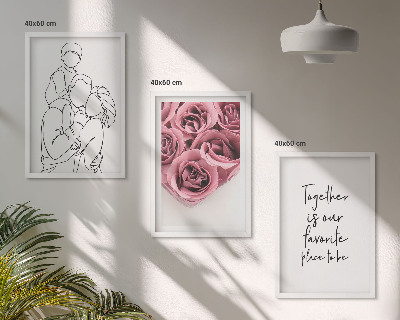 Composição de quadros moderna Buquês de rosas em estilo de desenho linear para a família