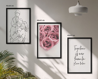 Composição de quadros moderna Buquês de rosas em estilo de desenho linear para a família
