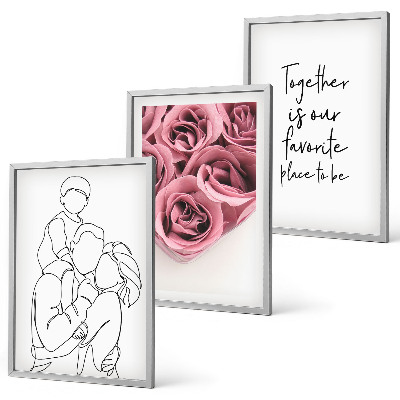Composição de quadros moderna Buquês de rosas em estilo de desenho linear para a família