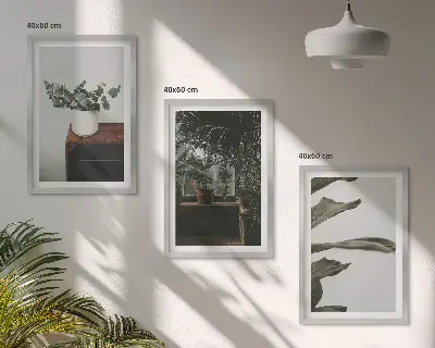 Conjunto de quadros decorativos estampa de plantas rústicas em vasos