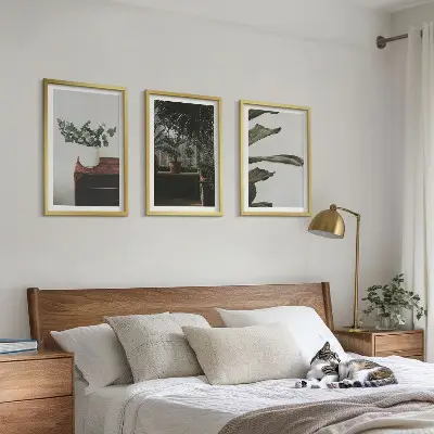 Conjunto de quadros decorativos estampa de plantas rústicas em vasos