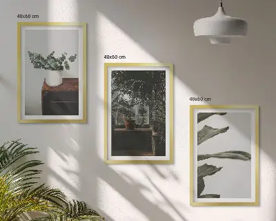 Conjunto de quadros decorativos estampa de plantas rústicas em vasos