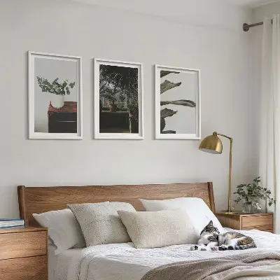 Conjunto de quadros decorativos estampa de plantas rústicas em vasos