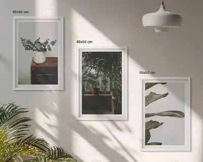 Conjunto de quadros decorativos estampa de plantas rústicas em vasos