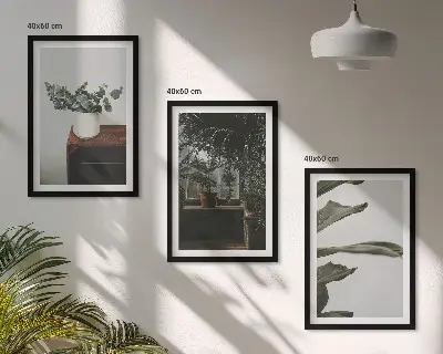 Conjunto de quadros decorativos estampa de plantas rústicas em vasos