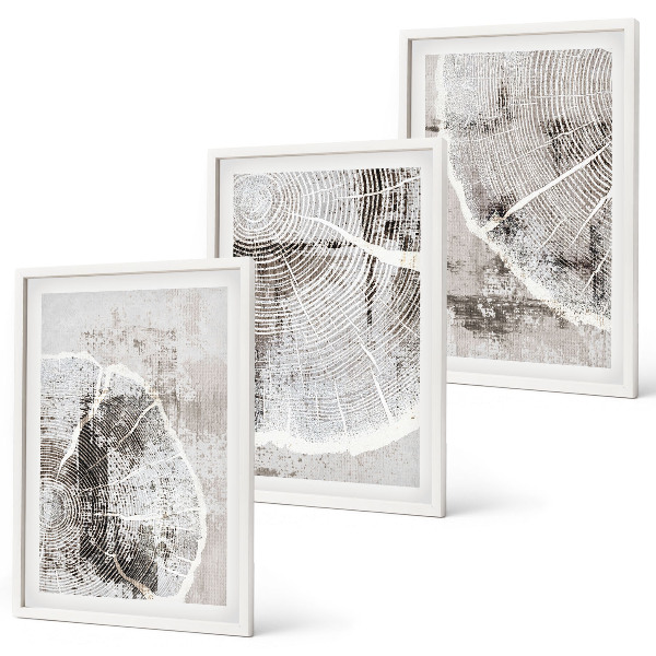 Conjunto de quadros para sala de estar Padrões de grãos de madeira cinza