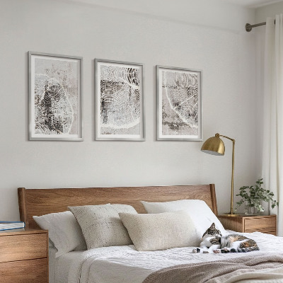 Conjunto de quadros para sala de estar Padrões de grãos de madeira cinza