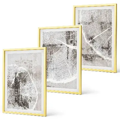 Conjunto de quadros para sala de estar com padrões de grãos de madeira cinza