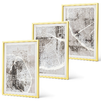 Conjunto de quadros para sala de estar Padrões de grãos de madeira cinza