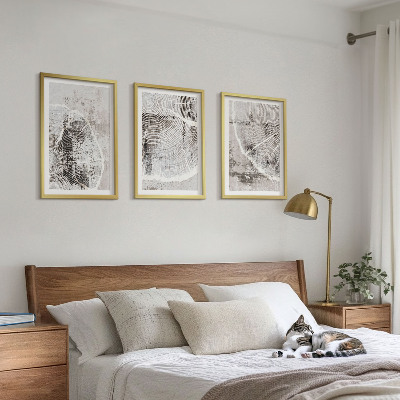 Conjunto de quadros para sala de estar Padrões de grãos de madeira cinza