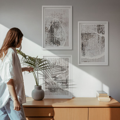 Conjunto de quadros para sala de estar Padrões de grãos de madeira cinza