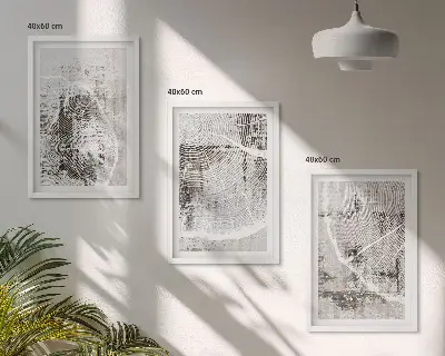Conjunto de quadros para sala de estar com padrões de grãos de madeira cinza