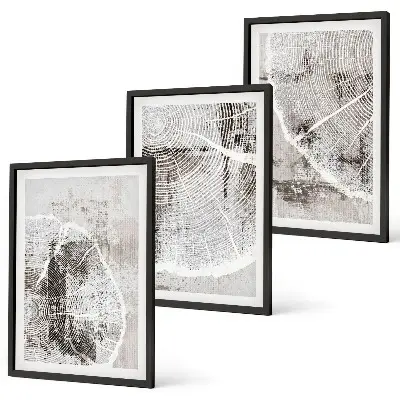 Conjunto de quadros para sala de estar com padrões de grãos de madeira cinza