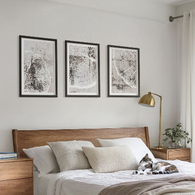 Conjunto de quadros para sala de estar Padrões de grãos de madeira cinza