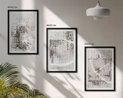 Conjunto de quadros para sala de estar com padrões de grãos de madeira cinza