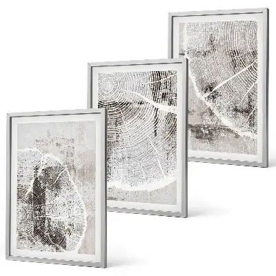 Conjunto de quadros para sala de estar com padrões de grãos de madeira cinza