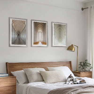 Conjunto de 3 quadros com moldura Interiores de edifícios históricos