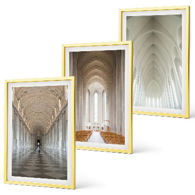 Conjunto de 3 quadros com moldura Interiores de edifícios históricos