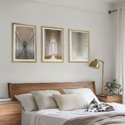 Conjunto de 3 quadros com moldura Interiores de edifícios históricos