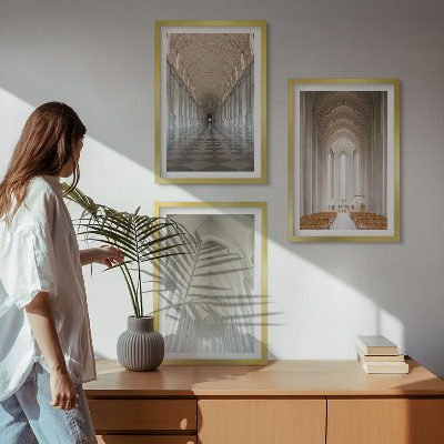 Conjunto de 3 quadros com moldura Interiores de edifícios históricos