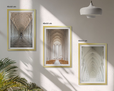 Conjunto de 3 quadros com moldura Interiores de edifícios históricos